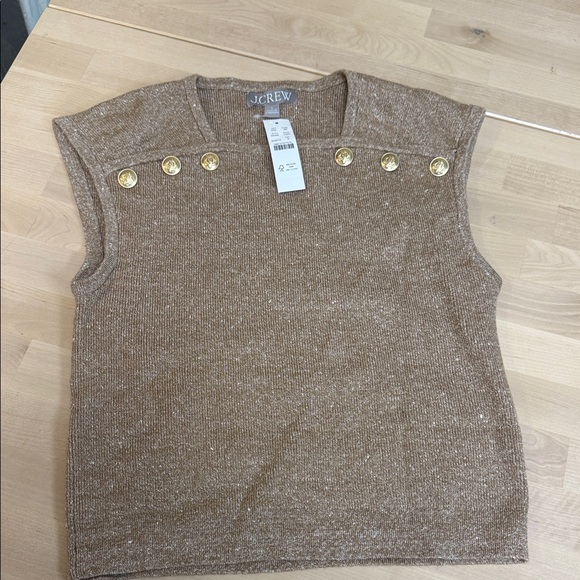 J. Crew Brown Knit Blouse with Gold Accents - Picture 5 of 6